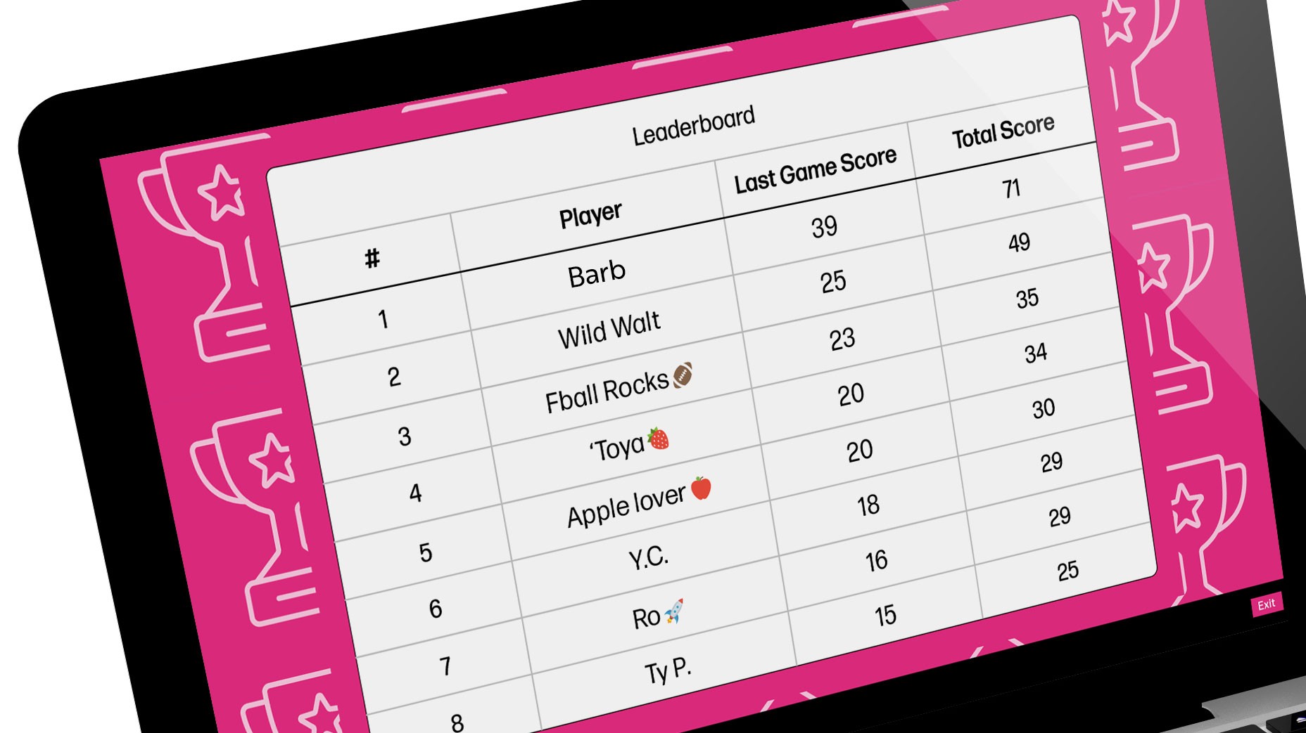 REACHUM Leaderboars foster engagement and fun.