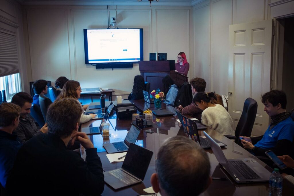 Mia Walker presenting to the Allan P. Kirby Center Scholars at Wilkes University.